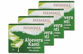 Patanjali Aloe Vera Kanti Body Cleanser Soap for Men and Women(150g, Pack of 4), Nourishing & Moisturizing, Natural Aloe Vera Soap for Soft Skin