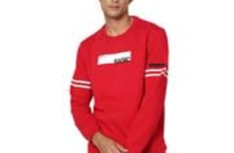 Spykar Men True Red Blended Slim Fit Full Sleeve Round Neck Printed Casual Sweatshirt