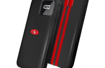 Eveready Ultima Power Bank PB10 with Built-in-Cables 10,000 mAh, 22.5W Fast Charging, Multiple Ports & Universal Compatibility, TypeC Input & Output, Digital Battery Indicator, Overcharging Protection