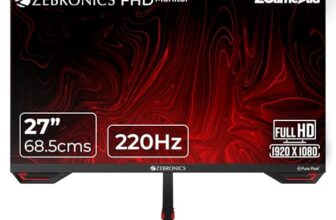 Zebronics S27A 27″” (68.5 cm) Gaming Monitor, 220Hz Refresh Rate, Fast IPS Display, HDMI, DP, FHD 1920×1080, 350nits Brightness, Built-in Speakers, ZGame Aid, Adaptive Sync, Bezel-less, Wall Mountable
