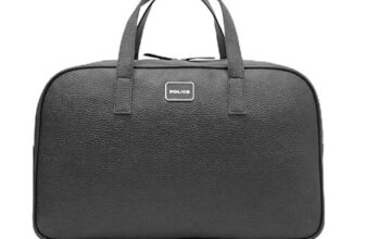 Police Men’s Brown Vegan Leather 40 L Duffle Bag | Premium Travel & Gym Bag | Top Handle Carry | Spacious & Durable Design | Black