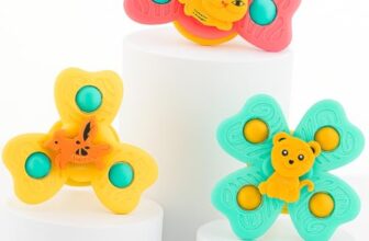 Storio Baby Products Bath Toys Suction Cup Spinner Toy | Set of 3 | for Baby Boys Girls | Pop up Waterproof Suction Cup Spinning Top Rotating Montessori Learning Toy