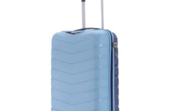 LAttitude By Provogue Axis Cabin Suitcase 55 cm 20 inch Polypropylene Hard Trolley, 8 Spinner Wheels, 3-Pocket Convipack, Dual-Tone Shell, Recessed Number Lock, Carry-On Sapphire Blue/Peacock Blue