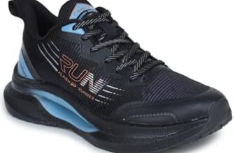 ABROS Torreto Running Sports Shoes Breathable Upper Fish Net with Phylon Sole Memory Foam Insole Casual Walking & Gym Shoes for Mens (Black/Slate Blue 7)