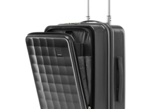 SNITCH Rubik Laptop Cabin Size Grey Polycarbonate Hard Travel Suitcase – Trolley Bag Small & Luggage with 8 Wheels, Premium Lock, Laptop Compartment & Free Shoe Bag
