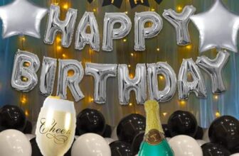 Crackles Happy Birthday Balloons Decoration Items Combo Kit for Grown ups – (57 Pcs)