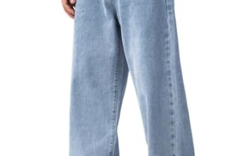KOTTY Men’s Solid Regular Fit Mid Distressed Fashionable Trendy Denim Jeans(Blue,34)