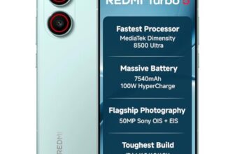 REDMI Turbo 5 (8GB + 256GB) Nitro Blue | Dimensity 8500 Ultra | Mega 7540mAh Battery | 100W HyperCharge | Compact 16.75cm(6.59) 120Hz AMOLED Screen | 50MP Sony OIS Camera | Upto 60% Assured Buyback