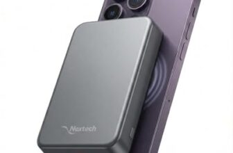 Nextech 10000mAh MagSafe Wireless Power Bank, 15W Wireless Charging for iPhone 16/15/14/13/12, 22.5W Fast Charging, USB-C & USB-A Output, Compact Mini Power Bank for iPhone & Android
