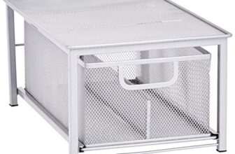 amazon basics Mesh Sliding Basket Drawer Storage Shelf Organizer, Silver, Stainless Steel