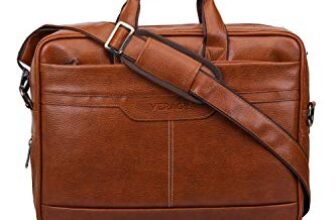 Verage Artemis Tan Vegan/Faux Leather 15.3 Inch Laptop Briefcase Messenger Bag With Adjustable Shoulder Cross Body Sling