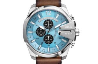 Diesel Leather Analog Blue Dial Men’s Watch-Dz4657,Brown Band