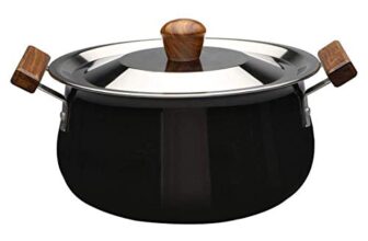 Wonderchef Ebony Hard Anodized Non-Stick Biryani Handi with Lid – 5L | Black, 1 Piece