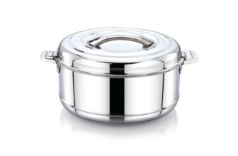 Praylady Vintage Insulated Hot Pot Casserole 1.5 Litre – Stainless Steel Thermal Food Warmer with Lid | Leak-Proof & Durable Serving Bowl for Lunch, Dinner, Parties | Elegant Silver Finish