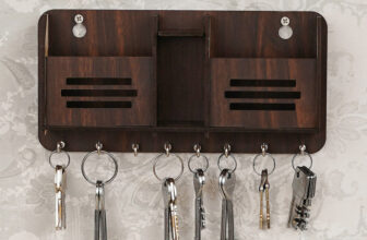 CAPIO ART Yoga Mudra with Mobile Stand Wood Key Holder(8 Hooks, Brown)