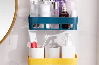 wolpin Plastic Rectangular Multipurpose Wall Shelves Shelf Self-Adhesive Sticker Hooks Wall Holder Bathroom Storage Rack Box Strong Shower Rack Shelf – Multicolour (2 Pieces)
