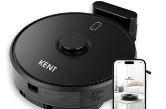KENT RoboKlean R1 Black 2-in-1 AI Robotic Vacuum Cleaner & Mop, 8500Pa Suction, 5200mAh Battery, 3D Mapping, Laser Navigation, Wet & Dry Cleaning, 260 Minutes Run-Time, Floor & Carpet, Anti Fall