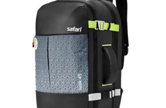 Safari Seek 45L Laptop Backpack Bag for Men and Women, School/College/Office Bag for Boys & Girls, Expandable Overnighter Casual Hiking Travel Bag with Suitcase Compartment, Color-Black