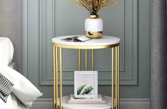 Smarts collection Round Sofa Side Table, End Tables Corner Table Living Room(Golden-White) Metal Side Table(Finish Color – Golden-White, Pre-assembled)