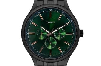 TIMEX Analog Watch for Man with Green Round Dial & Black Stainless Steel Bracelet Band Water Resistant Men’s Wrist Watches – TWEG184SMU12