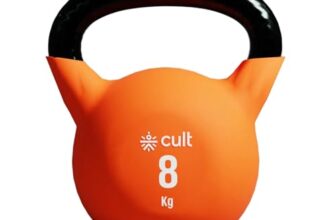 Cult 8kg Neoprene Anti-Slip Grip Colored Kettlebell for Home Workout – Orange