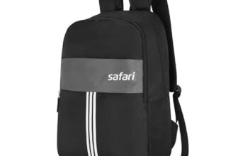 Safari Glint Casual Backpack, 2 Compartments, Bottle Pocket, Front Pocket, Padded Shoulder Straps, 32 Liter School Bag For Boys And Girls, College Bag, Color- Black