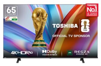 Toshiba 164 cm (65 Inches) 4K Ultra HD Smart LED TV | Dolby Vision Atmos & HDR10+ | Game Mode Plus | AI 4K Upscaling | REGZA Engine ZR | Voice Control | VIDAA OS | 65C380RP (Black)