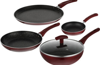 BERGNER Bergner Amarone 5 Pcs Cookware Set (Wok-24 Cm, Frypan-24 Cm, Tawa-25 Cm, Mini Pan-14 Cm) Induction Bottom Non-Stick Coated Cookware Set(Aluminium, 5 – Piece)