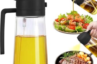Misamo Enterprise Glass Oil Sprayer and Dispenser Bottle, 500ml Capacity, 2-in-1 Design, Black