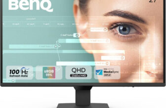 BenQ GW2790Q 68.58 cm (27 inch) Quad HD LED Backlit IPS Panel with 99% sRGB, 1500:1 CR, Eye-careU, Dual HDMI, Display Port, Bezel-Less, VESA MediaSync, B.I., Low Blue Light+, Inbuilt Speakers, VESA Wall mountable Monitor (GW2790Q)(Response Time: 5 ms, 100 Hz Refresh Rate)