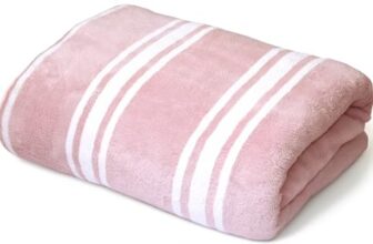 Cortina Stripe Printed Towels for Bath (70 x 140 cm) 380 GSM Microfiber, Ultra Soft, Highly Absorbent & Quick Dry for Gym, Beach & Bathroom Towels for Men, Women & Kids (Pink Big Stripe)