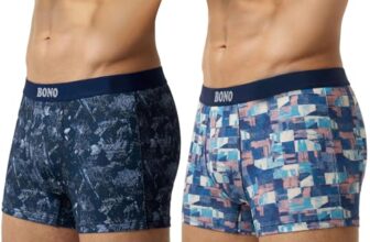 BONO Men’s Cotton Printed Mini Trunk Regular Fit Anti Microbiable Underwear Trunks Combo with No Marks Waistband (Pack of 2) (Navyblue-Multicolor-M)