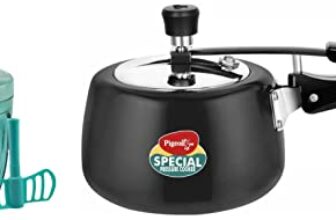 Pigeon by Stovekraft Hard Anodised Aluminium Inner Lid Cooker – 3 Litre with Induction Base (Contura), medium & Handy Chopper with 5 Stainless Steel Blades and 1 Plastic Whisker (XL, Green)