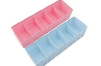 Sulfar 5-Compartment Drawer Organizer Boxes (Pack of 2) | Socks, Underwear, Handkerchief Storage | Foldable Closet & Dresser Organizer | Space Saving Storage Bins for Wardrobe | Multicolor