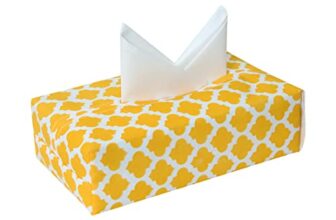 PrettyKrafts Tissue Paper Box Cover Rectangular Shape Napkin Holder use for car,Home and Office, (Single), Qtr Yellow