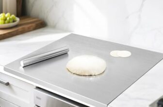 MEDALLIX Stainless Steel Chopping Board with Lip for Kitchen | Heavy Duty Cutting Board for Vegetables, Meat, Fish, Fruits | Non-Slip, Rust-Proof, Round Edges | Includes Rolling Pin