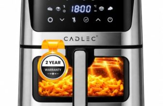 Cadlec AirPulse 2100W Digital Air Fryer | 360° Rapid Air Circulation, 12 Preset Menus, Touch Control Panel, 8L Non-Stick Basket, Low Oil Cooking, 2-Year Warranty, Silver