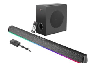 Hydra BOOMBAR 2.1 Channel Soundbar with Wired Subwoofer, 180W, 3D Surround Sound, Bluetooth, AUX/USB/HDMI, Remote Control, Black