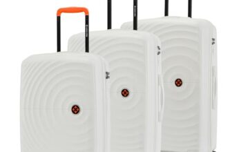 Nasher Miles Polypropylene Spinner Seattle Hard-Sided Luggage Set of 3 | 55cm, 65cm & 75cm | 8 Wheels Small, Medium & Large Trolley Bag for Travel | Suitcase (White)