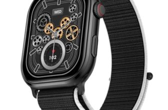 Fire‑Boltt Brillia Pro Smart Watch 2.02″ Super AMOLED Display, Bluetooth Calling,Voice Assistant, SpO2 & Heart Rate Monitor, 120+ Sports Modes, IP67 Waterproof Smartwatch for Men & Women – Black Nylon