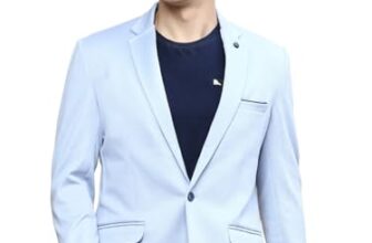 SHOWOFFFF Men’s Notched Lapel Solid Blue Single-Breasted Blazer-LBR-5500_Blue_XL