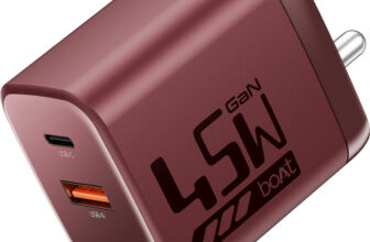 boAt 45 W GaN 3 A Wall Charger for Mobile with Detachable Cable(Monarch Red)