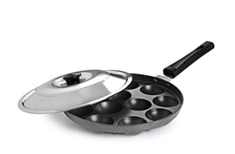 CELLO Non-Stick 12 Cavity Appam Patra Single Handle with Stainless Steel Lid