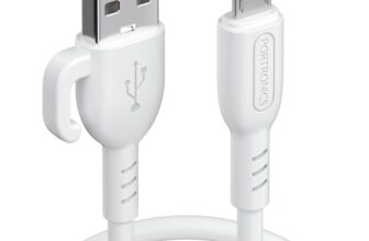 Portronics Konnect Core 3 USB-A to Micro Fast Charging Cable for Smartphones,Tablets, Speakers, Laptops & Other Micro USB Devices,Inbuilt Cable Management Hook,3.0A Max Output,Fast Data Sync(White)