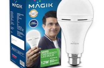 MAGIK Savio 12W LED Rechargeable Emergency Bulb | 6500K Cool White | 4-Hour Backup | B22 Base | Energy Efficient Light for Power Cuts | Pack of 1