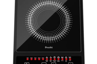 Preethi Indicook IC123 | 1600-Watt Induction Cooktop | Fast Gas-Free Cooking | No LPG Required | 3 Year Coil Warranty | Voltage surge protetion Preset Indian Menus | Black