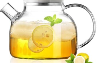 JINELZA Glass Tea Pot Kettles Stovetop Safe, 1000ml Heatproof Borosilicate Glass Teapot Water Pitcher with Bamboo Lid and Removable Filter Spout for Loose Leaf and Blooming Tea 1 Pcs