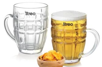 Treo By Milton Windsor Beer Mug Glasses for Beer, Juice, Mocktail | Scratch Resistant & Easy to Clean | Dishwasher Safe Mug | Transparent | Set of 2, 400 ml Each