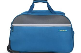 Aristocrat Enigma 52 Cm Polyester Softsided Cabin Size 2 Wheels Carry On Luggage Duffle Trolley Wheels – Blue, 28 Cm