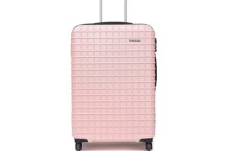 YAYAVAR Check-in Large- 74 CM, 360 Degree Rotating Wheels,Polycarbonate Material,Hard Luggage with Telescopic Handle and Combination Locking Mechanism, Lyon-(L,Baby Pink)
